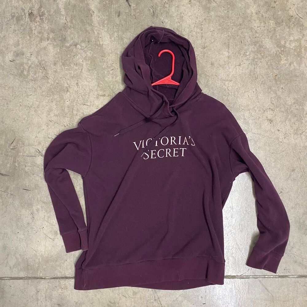 Victoria's Secret Women's Burgundy and Purple Hoodie- Size L